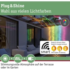 LED-valoketju Paulmann Plug & Shine Yuna, RGB, 7.4m, IP44, 3W, musta