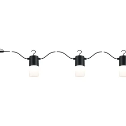 LED-valoketju Paulmann Plug & Shine Tubs, IP44, 3000K, 3x2W, antrasiitti