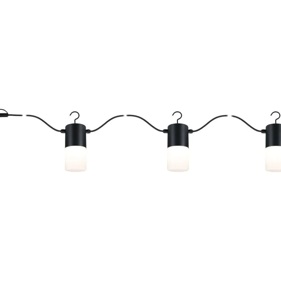 LED-valoketju Paulmann Plug & Shine Tubs, IP44, 3000K, 3x2W, antrasiitti