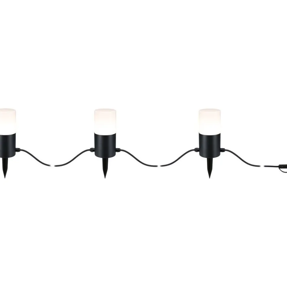 LED-valoketju Paulmann Plug & Shine Tubs, IP44, 3000K, 3x2W, antrasiitti