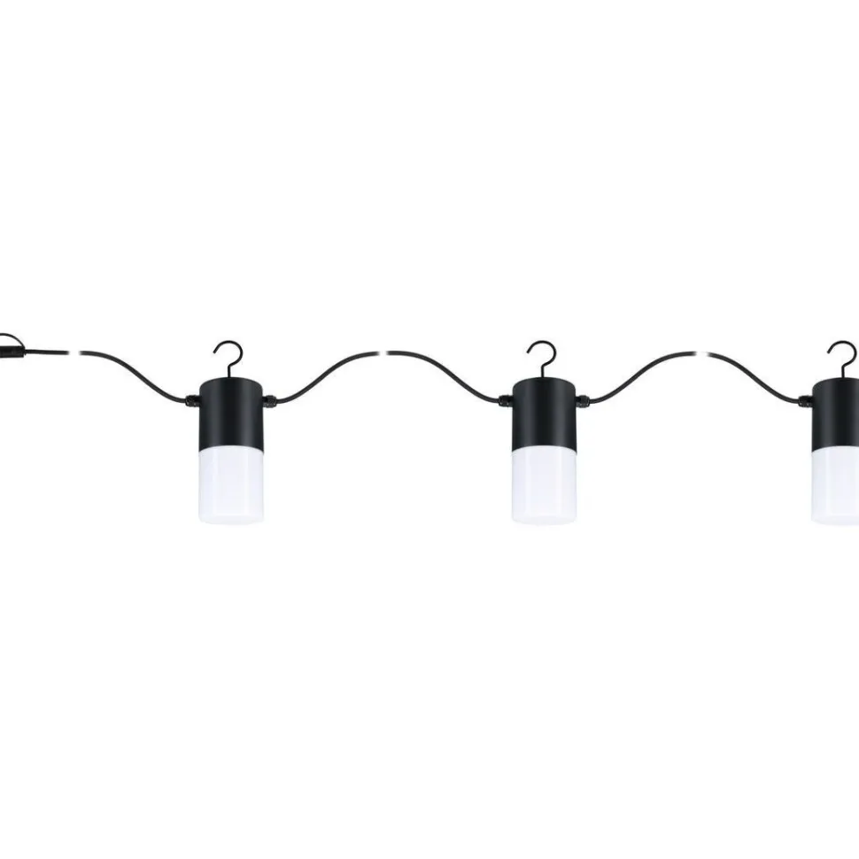 LED-valoketju Paulmann Plug & Shine Tubs, IP44, 3000K, 3x2W, antrasiitti