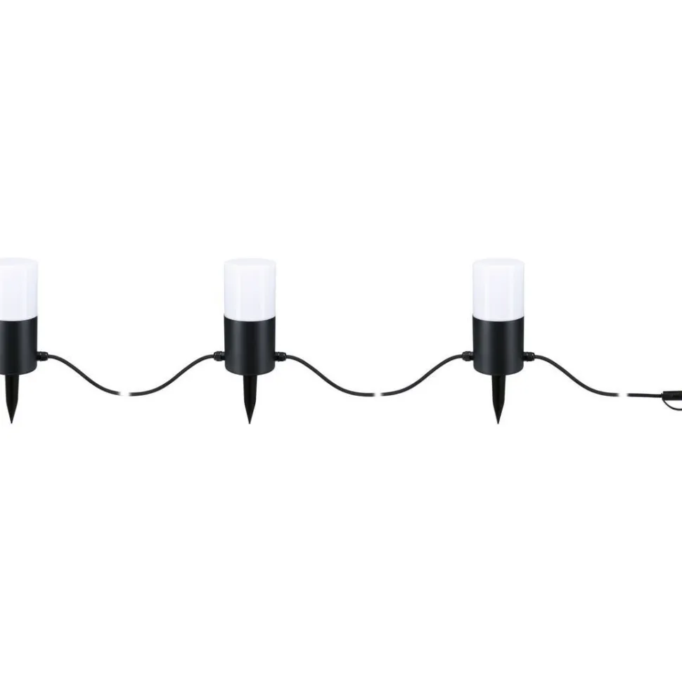 LED-valoketju Paulmann Plug & Shine Tubs, IP44, 3000K, 3x2W, antrasiitti
