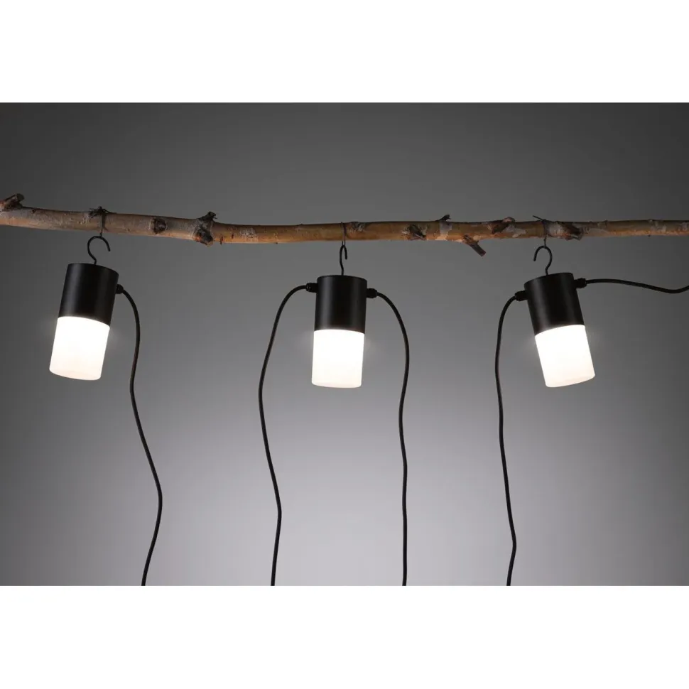 LED-valoketju Paulmann Plug & Shine Tubs, IP44, 3000K, 3x2W, antrasiitti