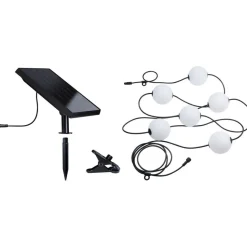 LED-valoketjusetti Paulmann Solar Taina, IP67, 3000K, 5.8m, 6x60lm, musta