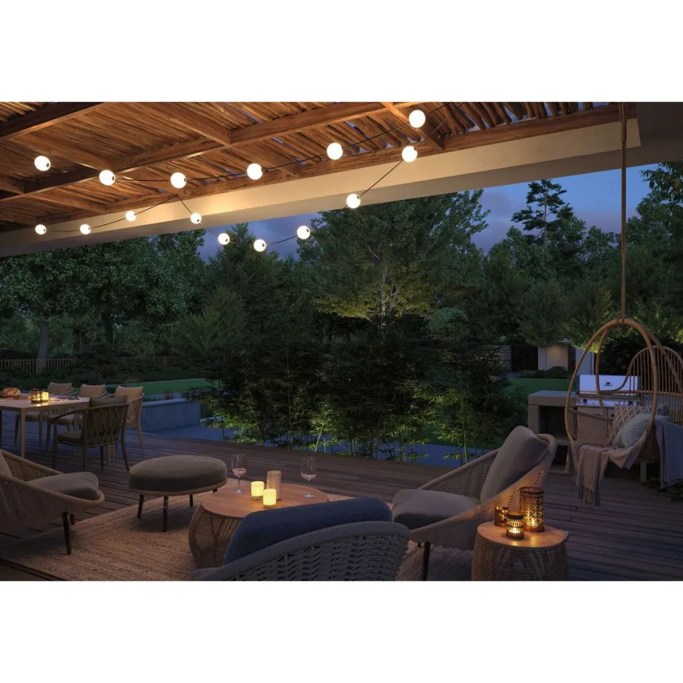 LED-valoketjusetti Paulmann Solar Taina, IP67, 3000K, 5.8m, 6x60lm, musta