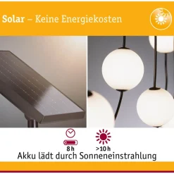 LED-valoketjusetti Paulmann Solar Taina, IP67, 3000K, 5.8m, 6x60lm, musta