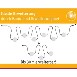LED-valoketjusetti Paulmann Solar Taina, IP67, 3000K, 5.8m, 6x60lm, musta