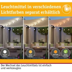 LED-valoketjusetti Paulmann Solar Taina, IP67, 3000K, 5.8m, 6x60lm, musta