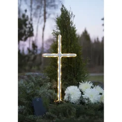 LED-valokoriste Star Trading GraveCross, 42cm, valkoinen