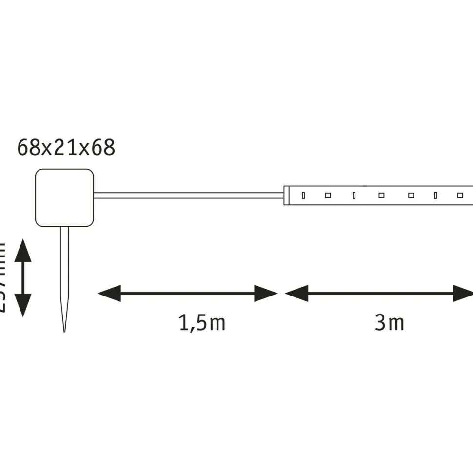LED-valonauha aurinkokennolla Paulmann, 3m, IP44, 0.3W, 16lm/m, 60LEDs/m, 2700K, hämärätunnistin