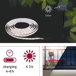 LED-valonauha aurinkokennolla Paulmann, 3m, IP44, 0.3W, 16lm/m, 60LEDs/m, 2700K, hämärätunnistin