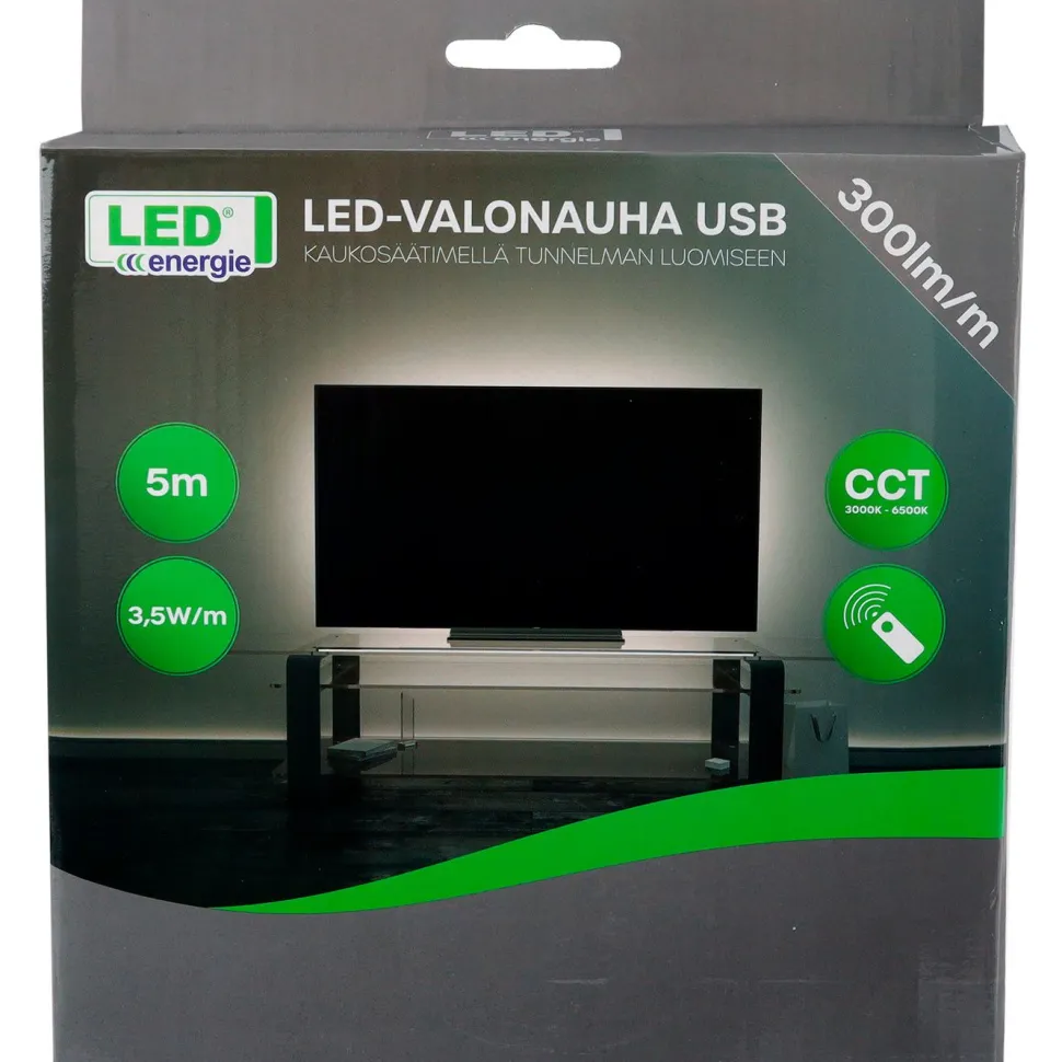 LED-valonauha Led Energie, USB, CCT, 5m, kaukosäädin