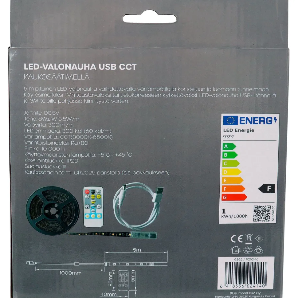 LED-valonauha Led Energie, USB, CCT, 5m, kaukosäädin
