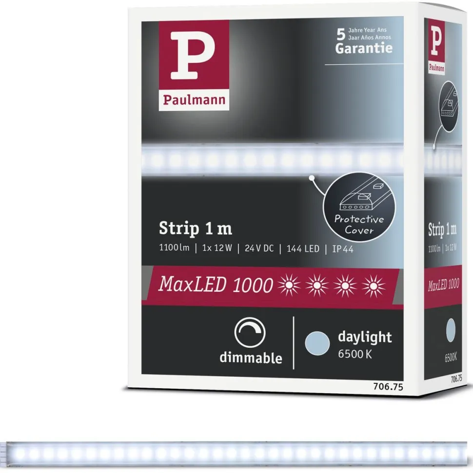 LED-valonauha Paulmann MaxLED 1000, 1m, IP44, 12W, 880lm/m, 6500K