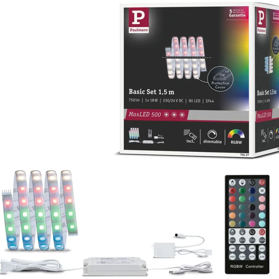 LED-valonauha Paulmann MaxLED 500, aloituspakkaus, 1.5m, IP44, 18W, 440lm/m, RGBW+, 36VA