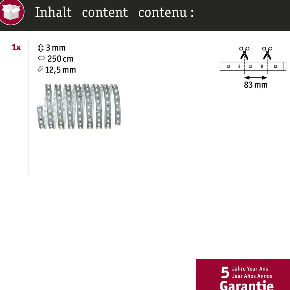 LED-valonauha Paulmann MaxLED 500, 2.5m, 15W, 550lm/m, 2700K