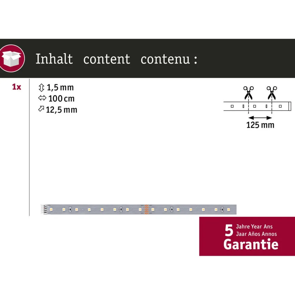 LED-valonauha Paulmann MaxLED 500, 1m, 3.6W, 550lm/m, 4000K, neutraali valkoinen