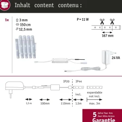 LED-valonauha Paulmann MaxLED 250, Smart Home Zigbee 3.0, aloituspakkaus, 1.5m, IP44, 9W, 180lm/m, 30LEDs/m, RGBW+, 24VA