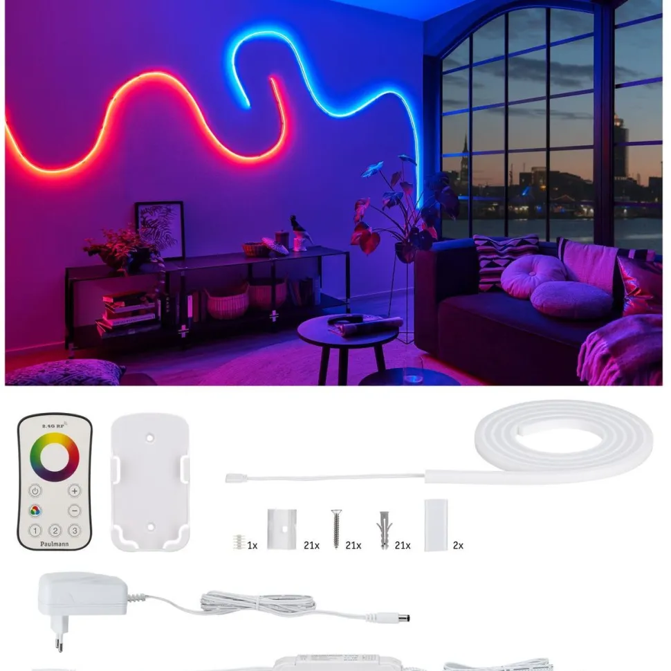LED-valonauha Paulmann MaxLED Flow, aloituspakkaus, 1.5m, 13.5W, 270lm/m, RGB, 24VA