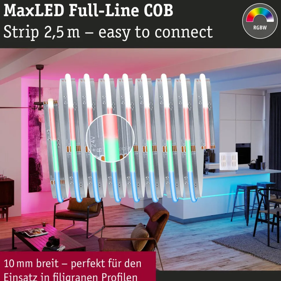 LED-valonauha Paulmann MaxLED 500, COB, 2.5m, RGBW, 15W, 530lm/m, RGBW+