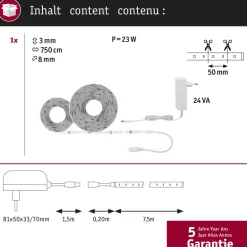 LED-valonauha Paulmann SimpLED, 5m, 17W, 260lm/m, 6500K, 18VA