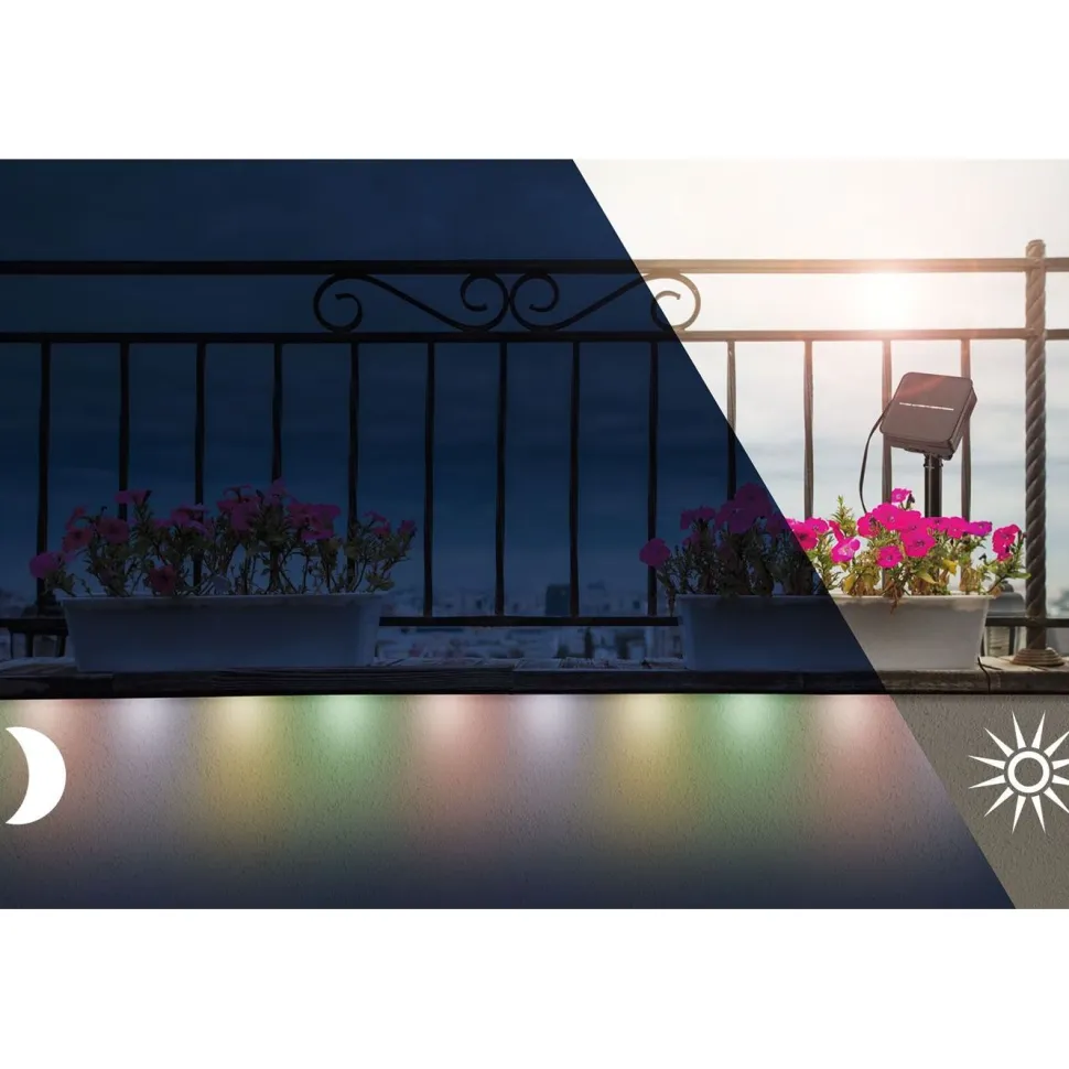 LED-valonauha aurinkokennolla Paulmann, 3m, IP44, 0.3W, 16LEDs/m, RGB, hämärätunnistin
