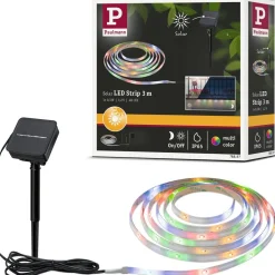 LED-valonauha aurinkokennolla Paulmann, 3m, IP44, 0.3W, 16LEDs/m, RGB, hämärätunnistin