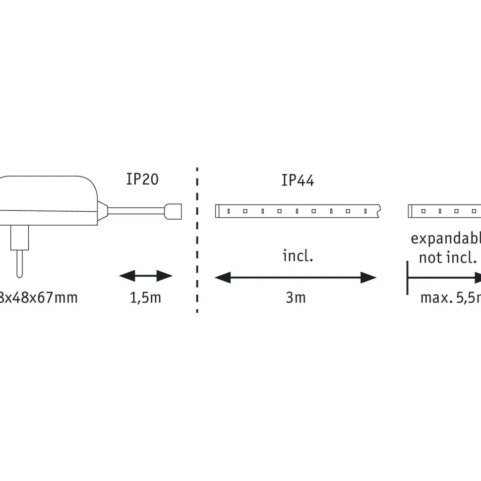 LED-valonauha Paulmann MaxLED 250, aloituspakkaus, 1.5m, IP44, 6W, 240lm/m, 6500K, 24VA