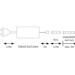 LED-valonauha Paulmann MaxLED 500, aloituspakkaus, 1.5m, IP44, 9W 440lm/m 2700K 20VA