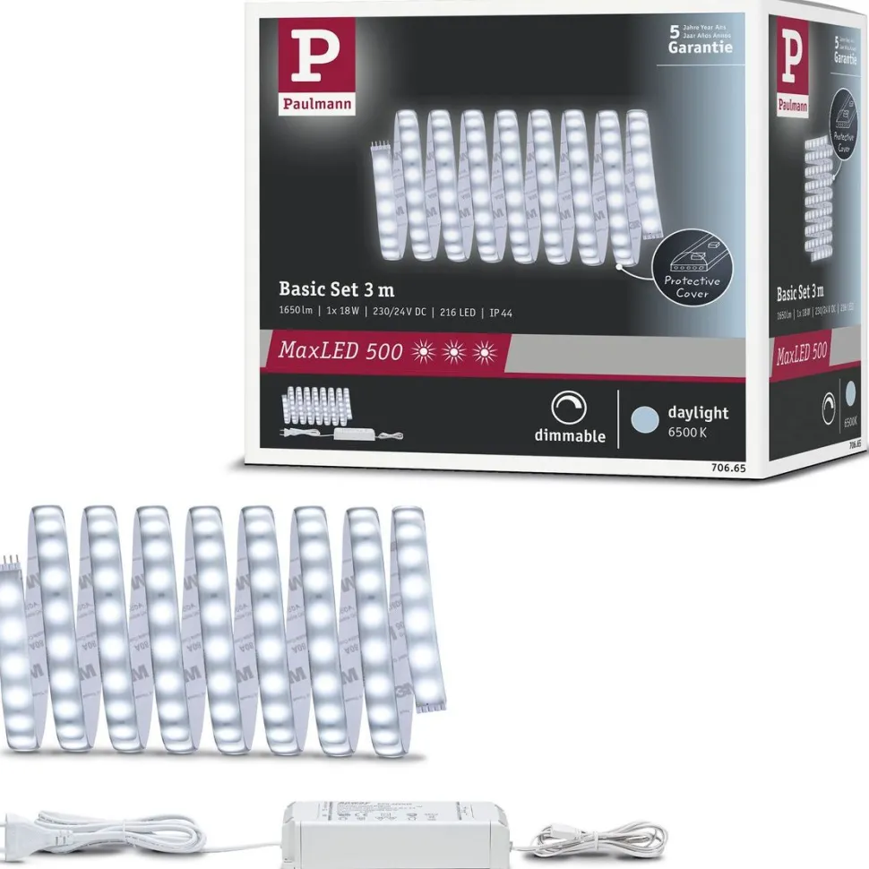 LED-valonauha Paulmann MaxLED 500, aloituspakkaus, 3m, IP44, 18W, 440lm/m, 6500K, 36VA