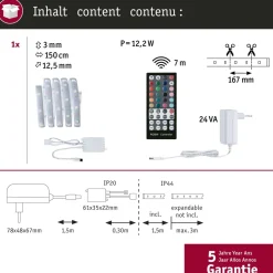 LED-valonauha Paulmann MaxLED 250, aloituspakkaus, 1.5m, IP44, 10W, 230lm/m RGBW+, 24VA