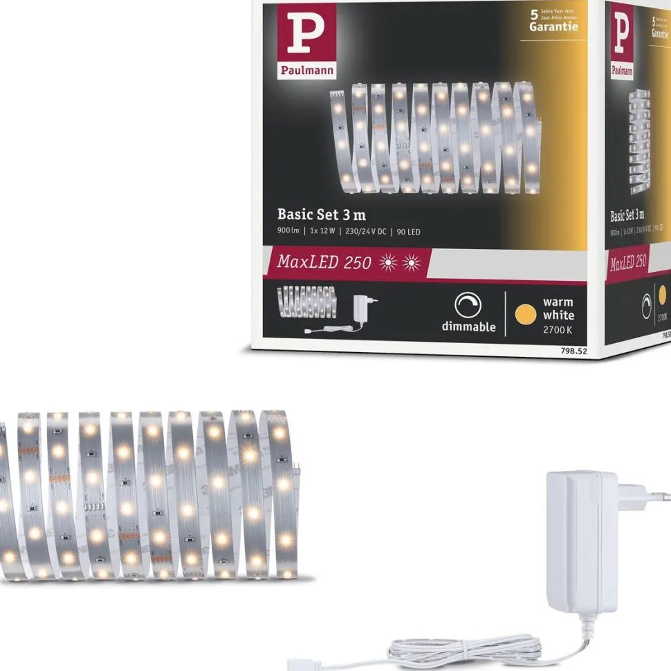 LED-valonauha Paulmann MaxLED 250, aloituspakkaus, 3m, 12W, 300lm/m, 2700K, 24VA