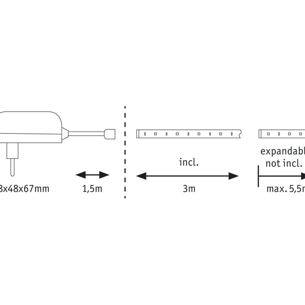 LED-valonauha Paulmann MaxLED 250, aloituspakkaus, 3m, 12W, 300lm/m, 6500K, 24VA