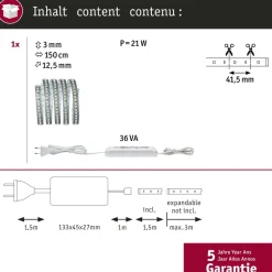 LED-valonauha Paulmann MaxLED 1000, aloituspakkaus, 1.5m, 18W, 1100lm/m, 2700K, 36VA