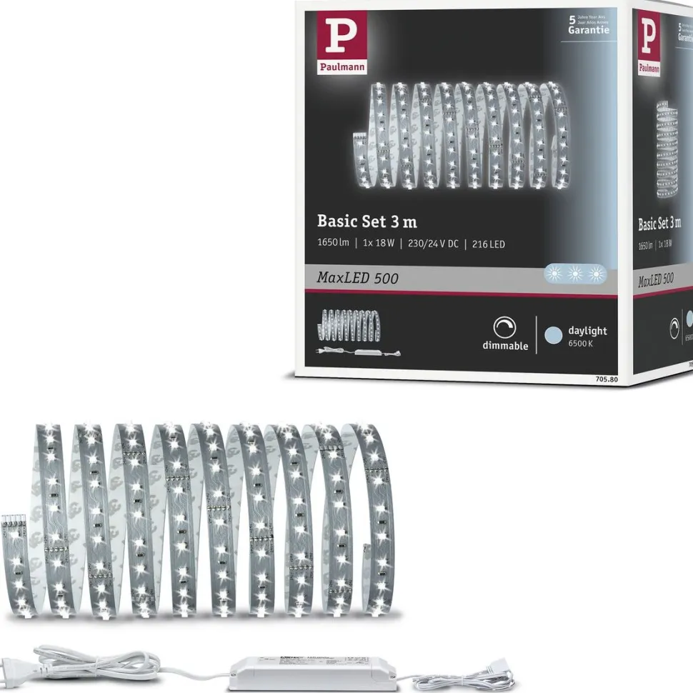 LED-valonauha Paulmann MaxLED 500, aloituspakkaus, 3m, 18W, 550lm/m, 6500K, 36VA