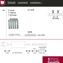 LED-valonauha Paulmann MaxLED 1000, aloituspakkaus, 1.5m, 18W, 1100lm/m, 6500K, 36VA