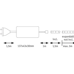 LED-valonauha Paulmann MaxLED 1000, aloituspakkaus, 1.5m, 18W, 1100lm/m, 6500K, 36VA