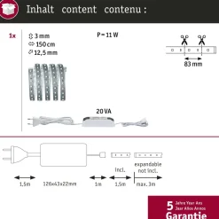 LED-valonauha Paulmann MaxLED 500, aloituspakkaus, 1.5m, 9W, 550lm/m, 6500K, 20VA