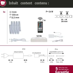 LED-valonauha Paulmann MaxLED 1000, aloituspakkaus, RGBW, 1.5m, IP44, 18W, 1000lm/m, 72LED/m, 25VA