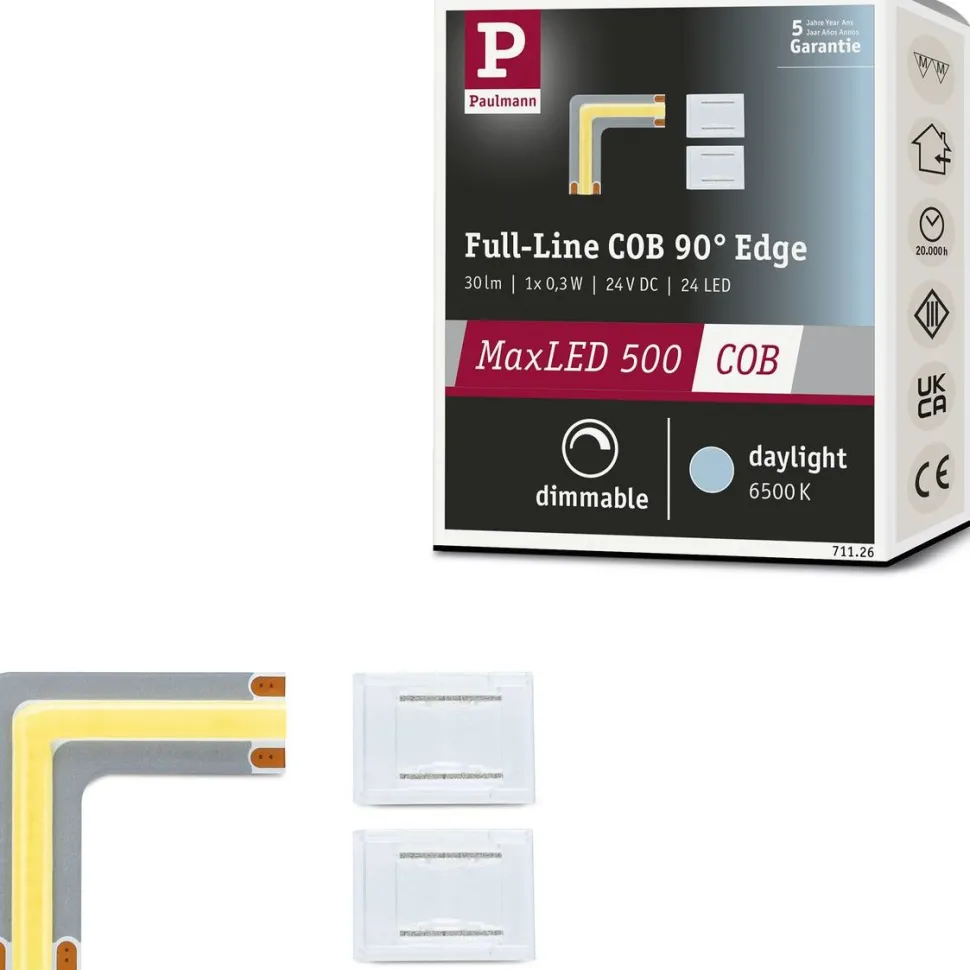 LED-valonauha Paulmann MaxLED 500 Full-Line COB, kulmaosa, 0.3W, 1000lm/m, 800LEDs/m, 6500K