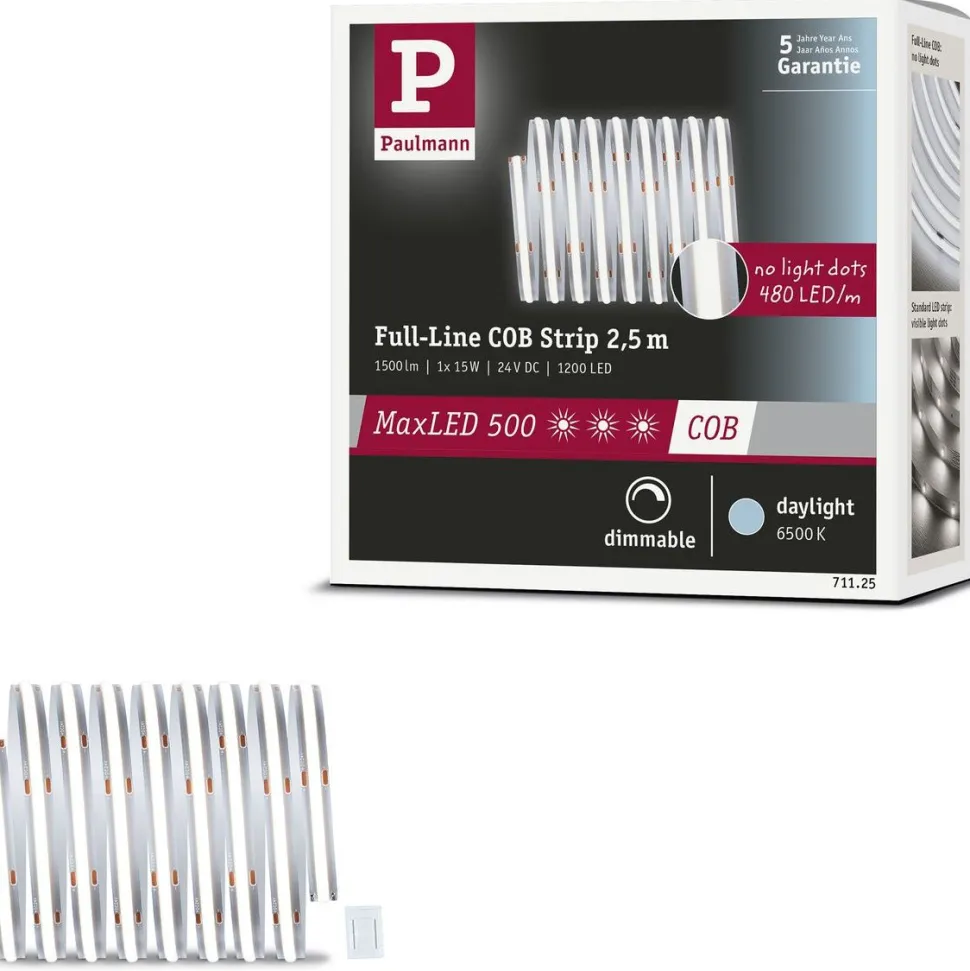 LED-valonauha Paulmann MaxLED 500 Full-Line COB, 2.5m, 15W, 600lm/m, 480LEDs/m, 6500K