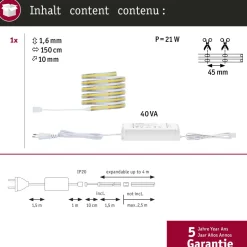 LED-valonauha Paulmann MaxLED 1000 Full-Line COB, 1.5m, 18W, 1280lm/m, 528LEDs/m, 6500K, 40VA