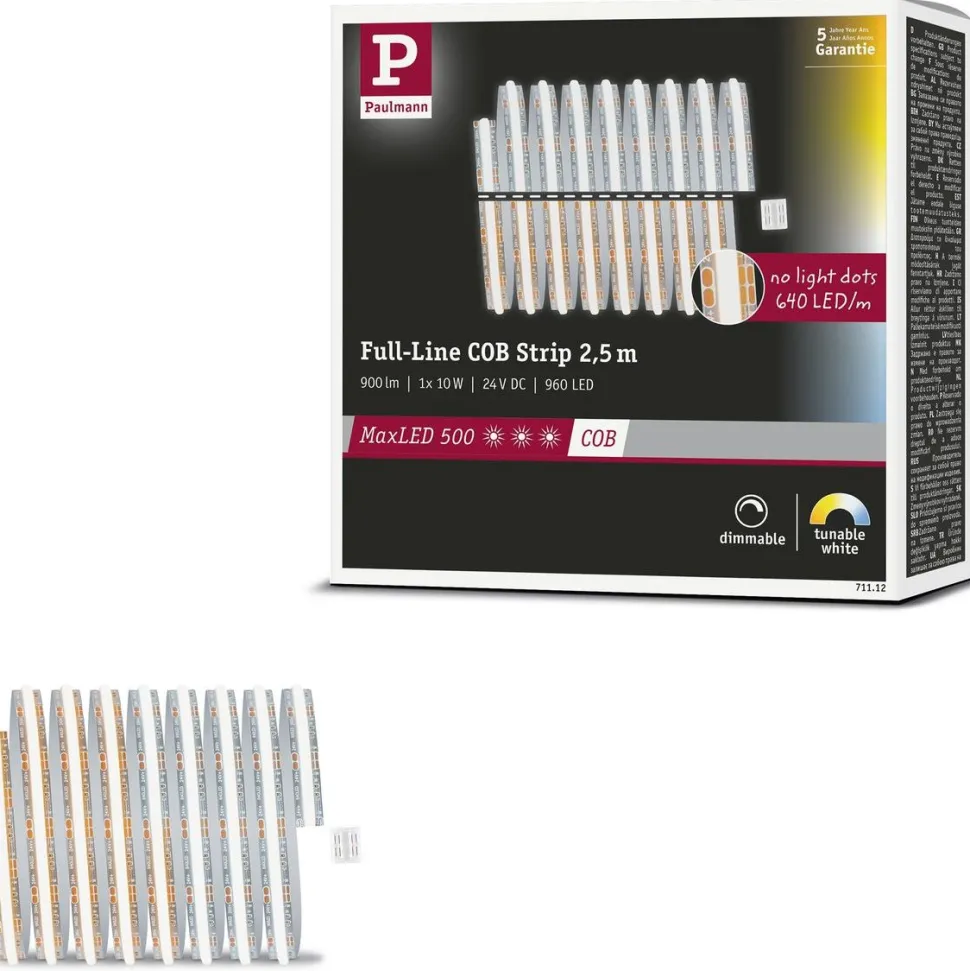 LED-valonauha Paulmann MaxLED 500 Full-Line COB, 2.5m, 13W, 600lm/m, 640LEDs/m, säädettävä värilämpötila