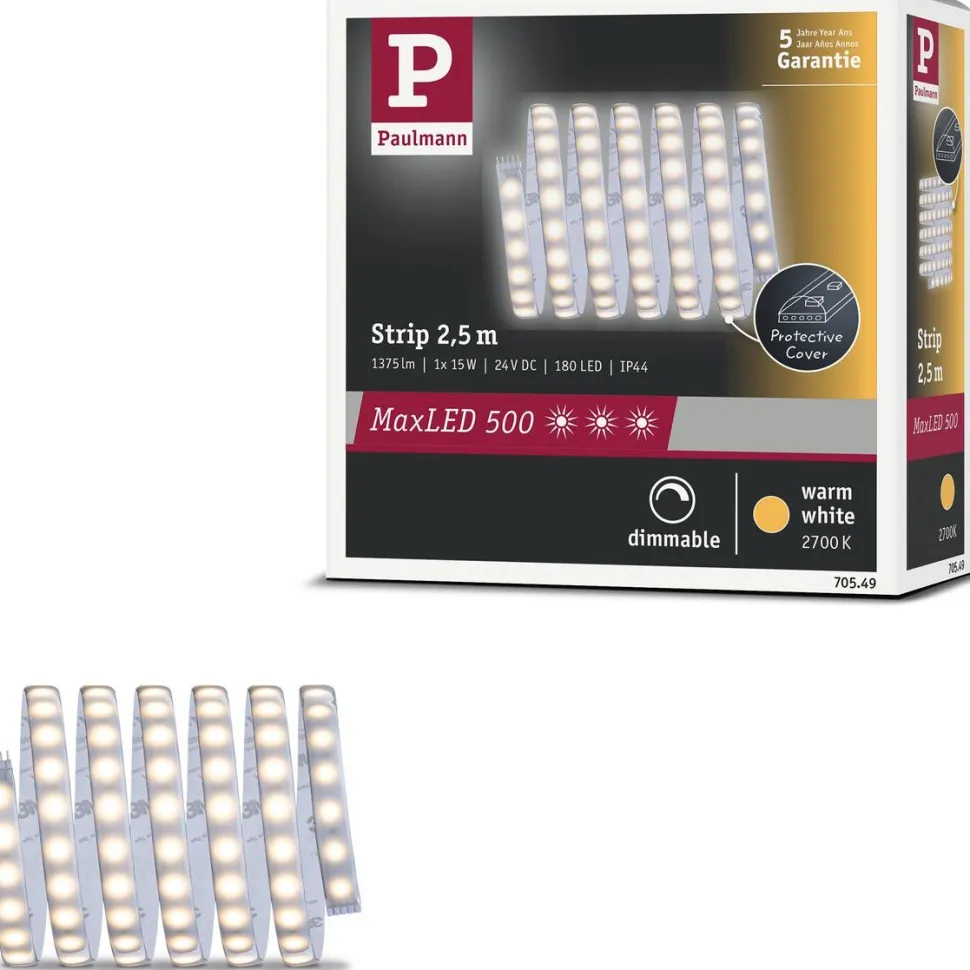 LED-valonauha Paulmann MaxLED 500, 2.5m, IP44, 15W, 440lm/m, 2700K