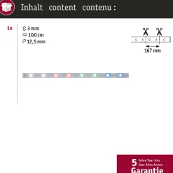 LED-valonauha Paulmann MaxLED 250, 1m, IP44, 7W, 230lm/m, RGBW+