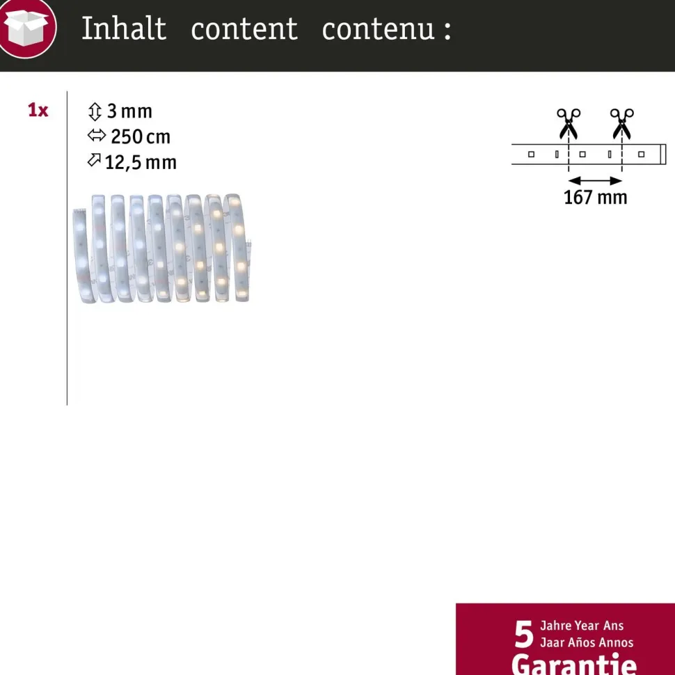 LED-valonauha Paulmann MaxLED 250, 1m, IP44, 4W, 230lm/m, säädettävä värilämpötila
