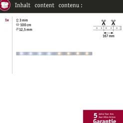 LED-valonauha Paulmann MaxLED 250, 1m, IP44, 4W, 230lm/m, säädettävä värilämpötila