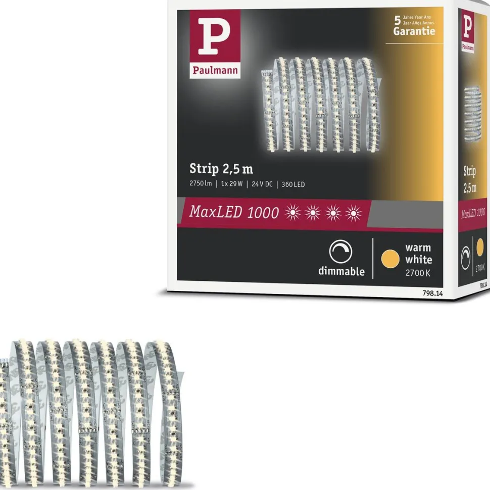 LED-valonauha Paulmann MaxLED 1000, 2.5m, 29W, 1100lm/m, 2700K