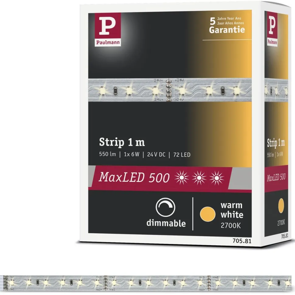 LED-valonauha Paulmann MaxLED 500, 1m, 6W, 550lm/m, 2700K