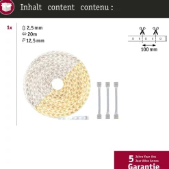LED-valonauha Paulmann MaxLED 500, 20m, 72W, 550lm/m, 60LEDs/m, 3 sovitinkaapelia, säädettävä värilämpötila